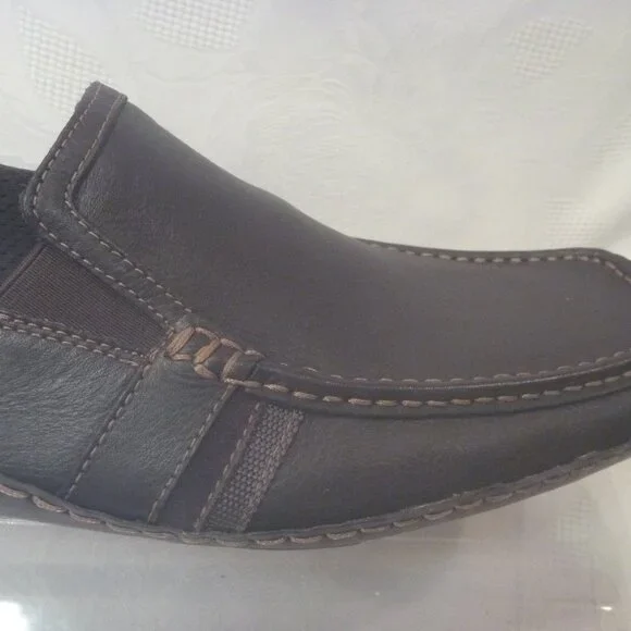 New Calvin Klein Men 13 M Driver Loafer Shoe Moccasin Brown Leather Nappa - Picture 7 of 11